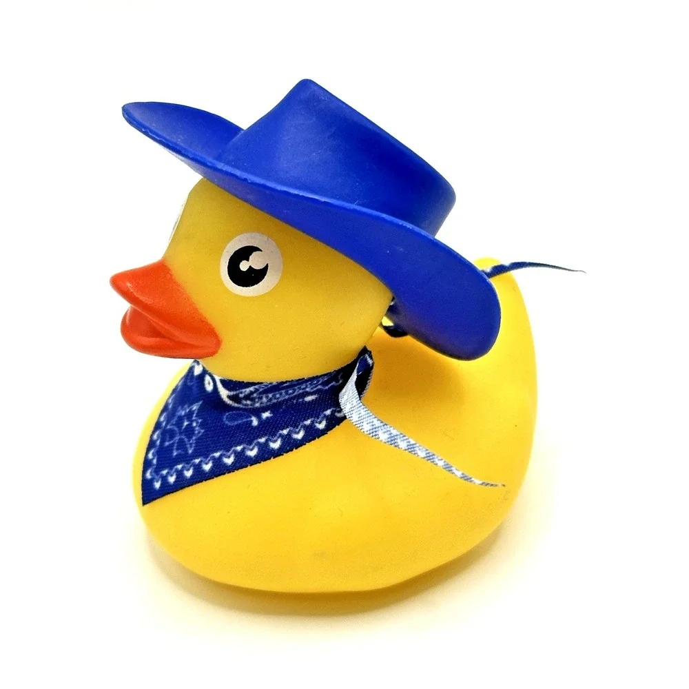 Rubber Duck Cowboy Hat Bandana Bath Toy Yellow 2.5 inches New